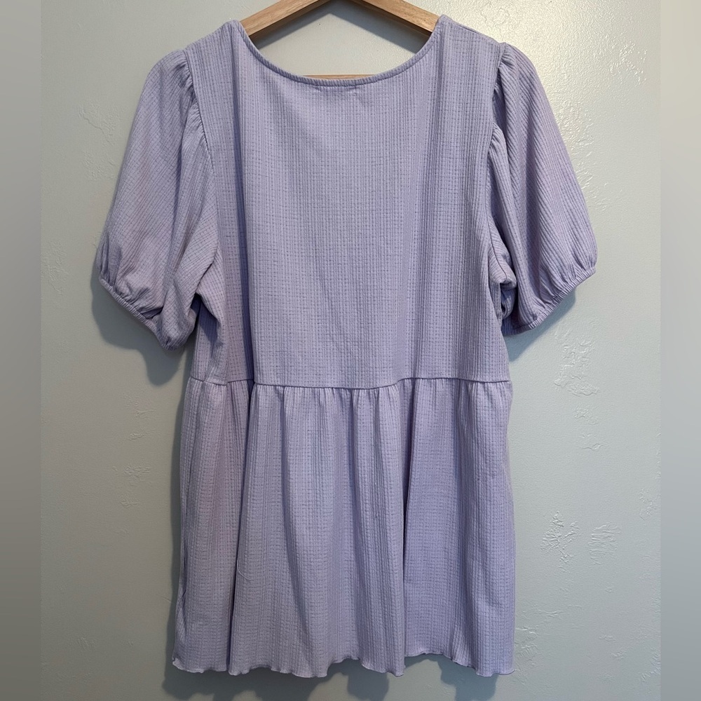 Lavender Puff Sleeve Babydoll Blouse - Picture 7 of 8